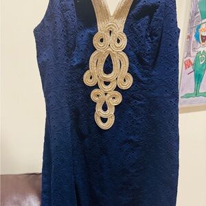 Lilly Pulitzer Navy and Gold Dress